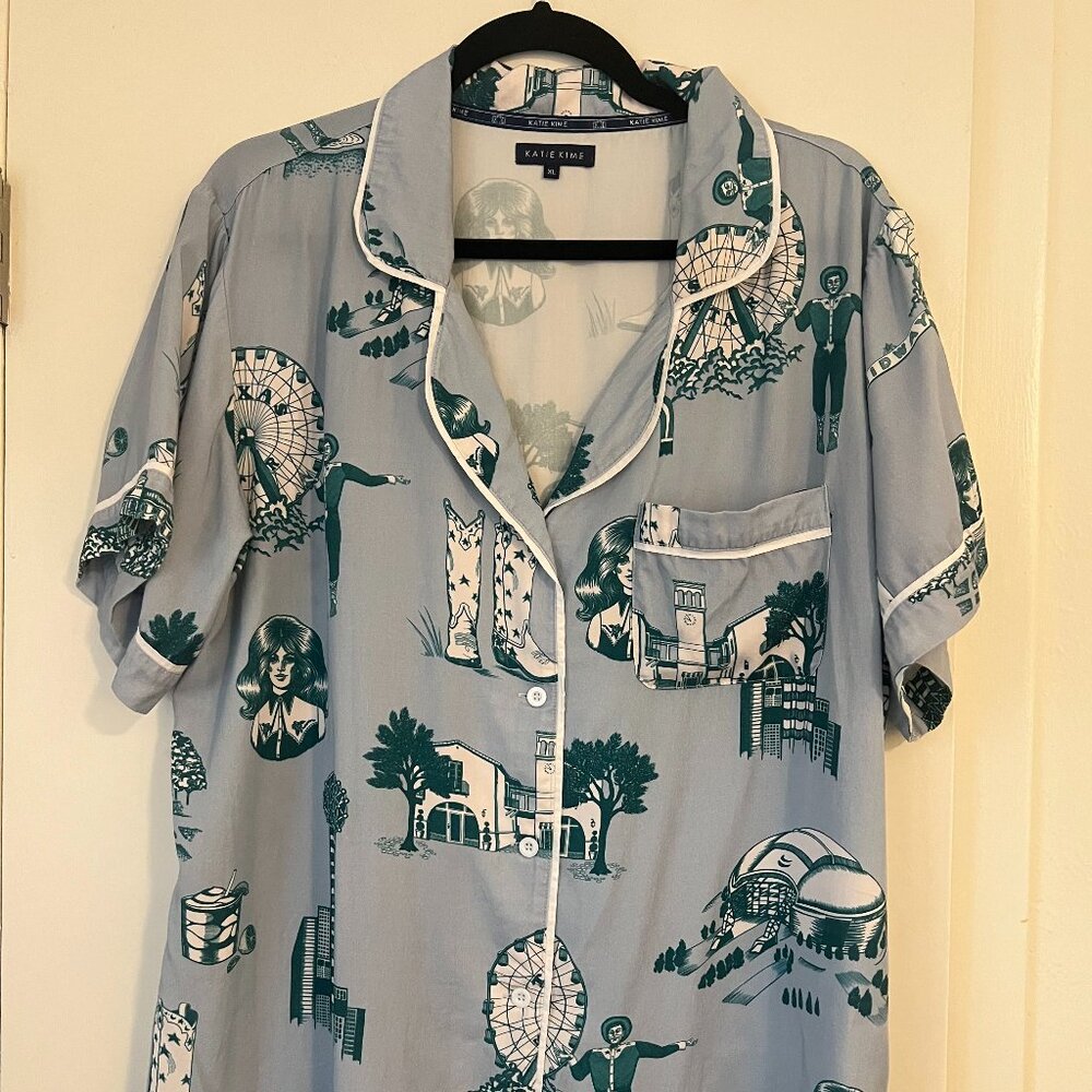 Katie Kime Dallas Toile Pajama Shorts Set